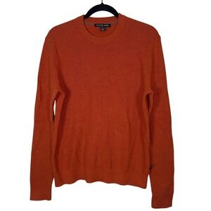 Michael Kors Mens Cotton Blend Sweater‎ Merino Wool Crewneck Burnt Orange Size L